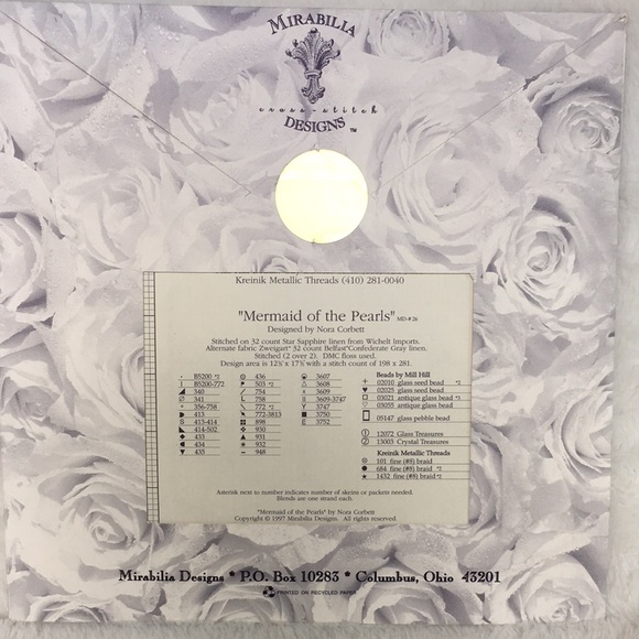 Mirabilia Mermaid of the Pearls Cross Stitch Chart MD26 - Picture 3 of 5